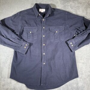 Vintage CC Filson Alaskan Guide Cotton Shirt Mens XL Navy Solid Flannel Outdoor